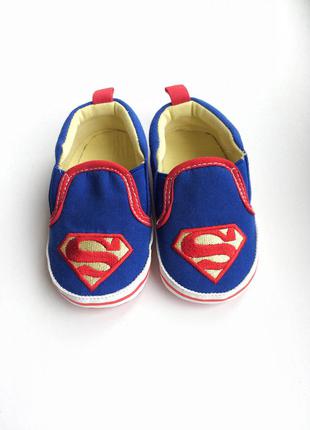 Мокасины superman, супергерой для малыша пинетки, 6-12 мес