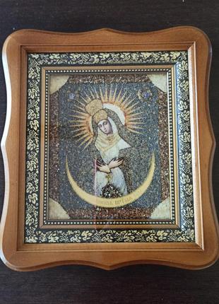 Икона Божией Матери "Остробрамская" из янтаря 27*24cm