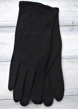 Женские стрейчевые перчатки Черные 8712s1