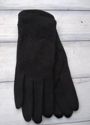 Женские стрейчевые перчатки Черные 8715s2