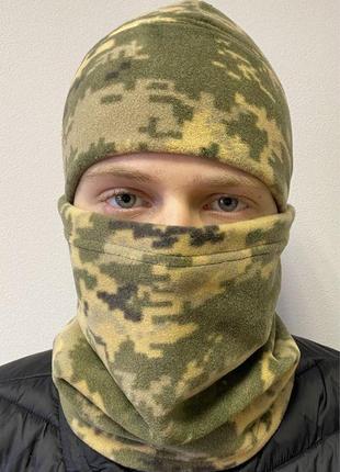 Зимняя военная шапка+бафф, армейская шапка и баф милитари, пик...
