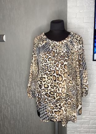 Леопардова блуза пліссе, блузка у леопардовий принт