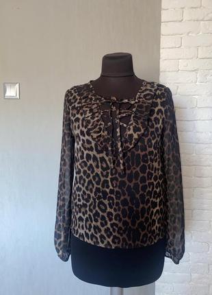 Леопардова тонка напівпрозора блуза блузка even&odd, s/m