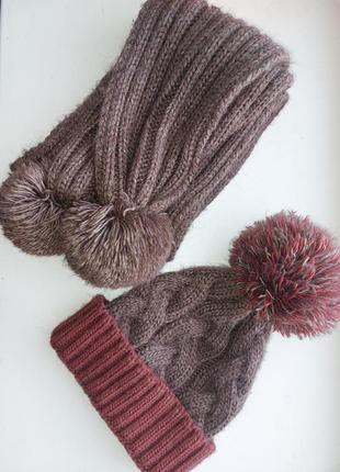 Набір шапка + шарф дитячий зимовий