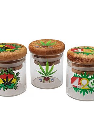 Герметичный Контейнер Для Хранения Трав Bamboo glass jars