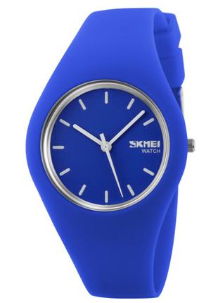 Жіночий годинник силіконовий Skmei Скмей софт-тач синій