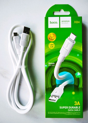 Кабель USB Type-C , черный белый 1метр Hoco
