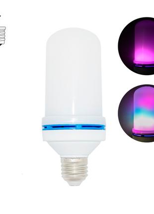 LED лампа з ефектом полум'я Фіолетова LED FLAME LIGHT Е27, сві...