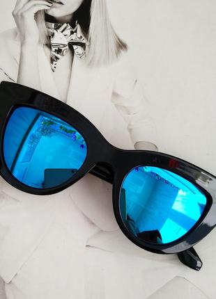 Уценка Солнцезащитные очки в стиле кошачий глаз Черный с синим