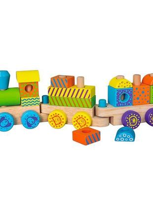 Дерев'яний поїзд-пірамідка Viga Toys Кубики (50572)