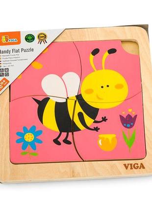 Дерев'яний міні-пазл Viga Toys Бджілка, 4 ел. (50138)