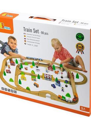 Деревянная железная дорога Viga Toys 90 эл. (50998)