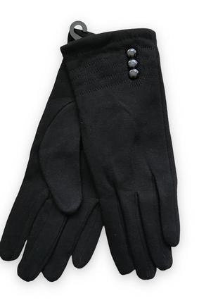 Женские стрейчевые перчатки Черные 8718s2