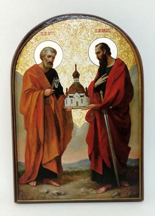 Икона Икона апостолов Петра и Павла на дереве для дома 16*11 см