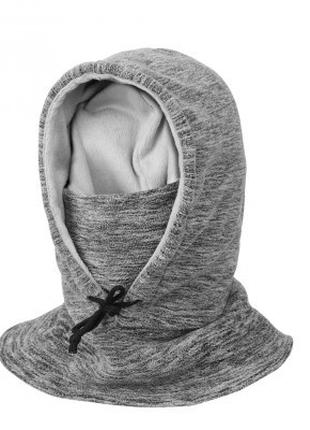 Флисовый капюшон с мехом серый