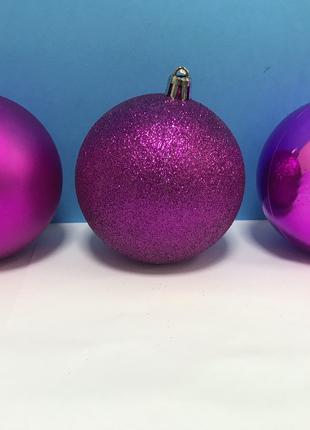 Ёлочный шар 8см, цвет - пурпурный, 3 вида
