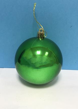 Ёлочный шар 8см, цвет - зеленый глянец