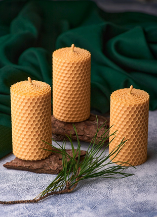 Подарунковий набір медових еко свічок з вощини для дому та декору