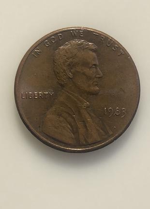 #652 США 1 цент 1983 Лінкольн Цент (без мітки монетного двору)