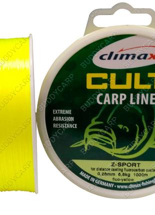 Леска 0.25 мм 5.8 кг 1200 метров Climax Cult Carp fluo-yellow