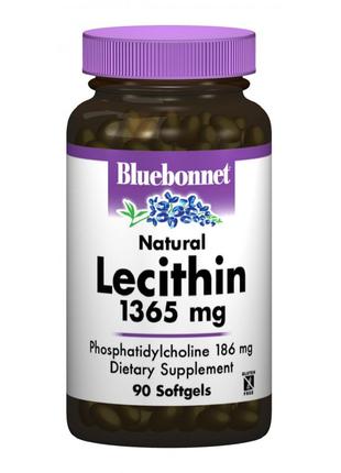 Натуральный Лецитин 1365мг, Bluebonnet Nutrition, 90 желатинов...