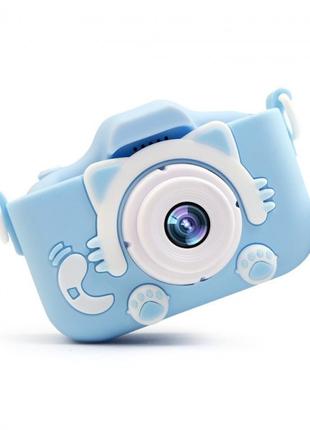 Цифровий детский фотоаппарат GM 20 Котик голубой + ИГРА