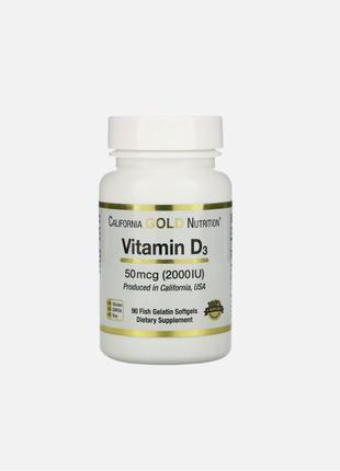 California Gold Nutrition, вітамін D3, 50 мг (2000 МО), 90 капсул