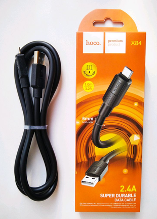 Кабель USB Micro черный 1 метр Hoco быстрая зарядка переходник