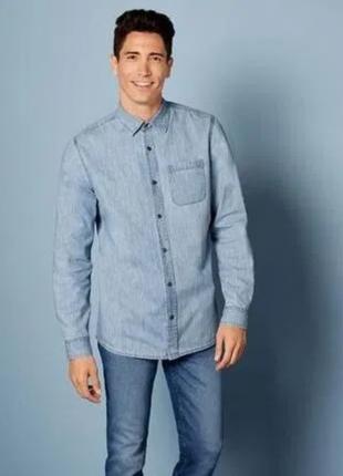 Мужская рубашка голубой джинс Германия M L XL 48-50 52-54 54-56