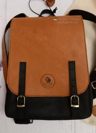 Кожаный коричневый рюкзак из натуральной кожи. Женский коричне...