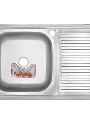 Кухонна мийка накладна ZERIXZ8050L-06-160E (satin) (ZX1612)