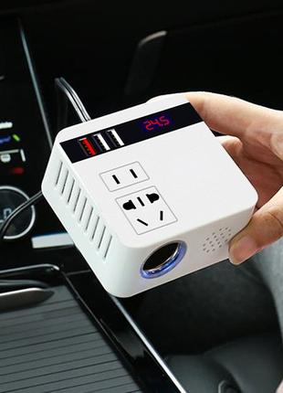 Инвертор 12В/220В, 150 Ватт (75 Ватт), USB QC 3.0, вольтметр