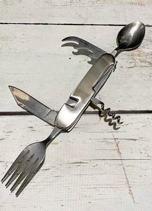 Мультитул ложка вилка нож 706G туристический набор Нож вилка л...