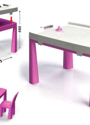 Дитячий столик з набором для гри хокей, стіл дитячий рожевий, ...