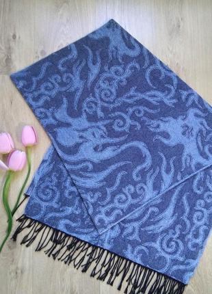 Неймовірний італійський великий теплий блакитний палантин шарф...