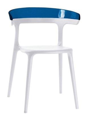 Кресло пластиковое Papatya Luna белое сиденье, верх прозрачно-...