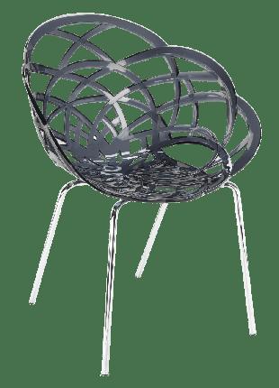 Крісло Papatya Flora-ML прозоро-димчасте сидіння, ніжки хром