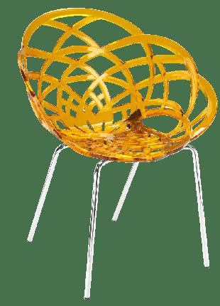 Крісло Papatya Flora-ML прозоро-жовте сидіння, ніжки хром