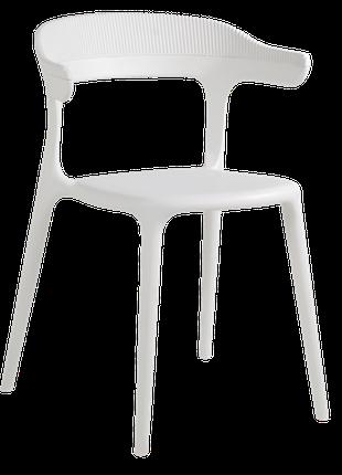Кресло пластиковое Papatya Luna-Stripe белое сиденье, верх белый
