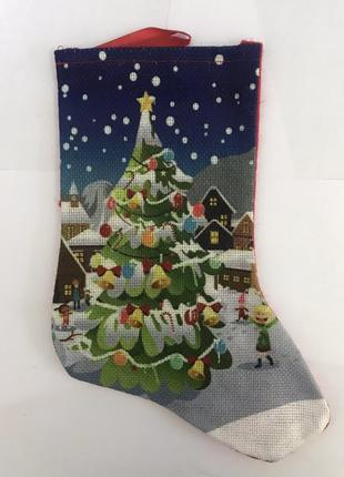 Носок для подарков новогодний с принтом 22*15 см