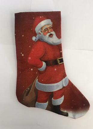 Носок для подарков новогодний с принтом 22*15 см