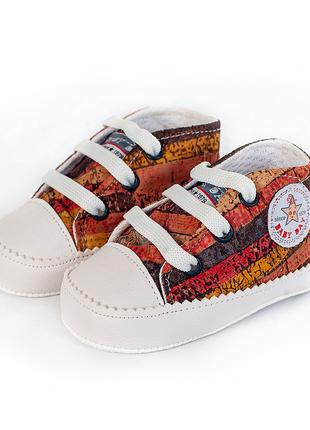 Первая обувь для ребенка Пинетки кеды текстильные " BABY DAY" ...