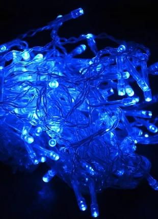 Гирлянда бахрома 200 LED, синий, 5*5.5м, прозрачный провод