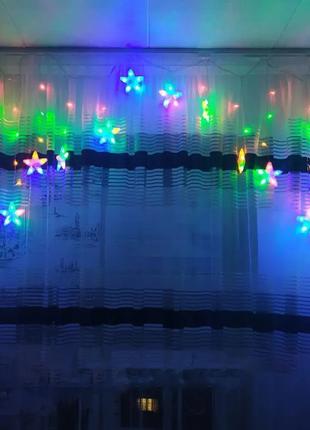 Гирлянда бахрома арка фигурная "Звездочки" 130 LED, мультиколі...