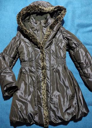Куртка пуховик пальто теплая зимняя 10-14л р 146-152