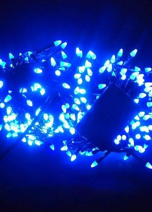 Гирлянда нить Конус-рис LED500, синий, 21м, черный провод