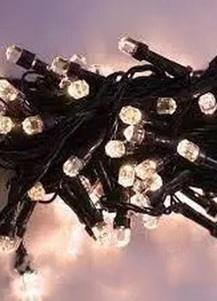 Гирлянда нить Кристалл LED100, теплый белый, 6.5м, черный провод