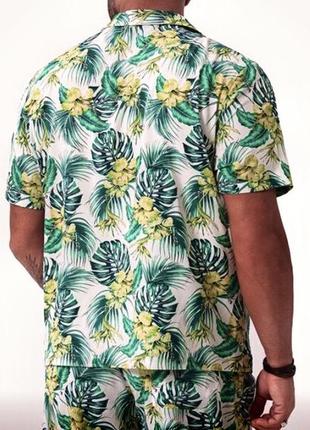 Сорочка чоловіча теніска гавайська зелені листя чоловіча georg...