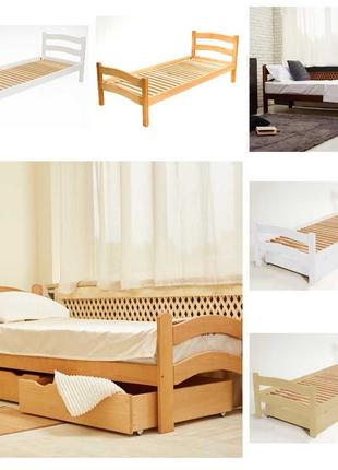 Ліжко PARIS Кровать деревянная бук подростковая 80х190 см ящики