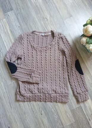 Женский свитер с латками р.44/46 кофта джемпер пуловер свитшот